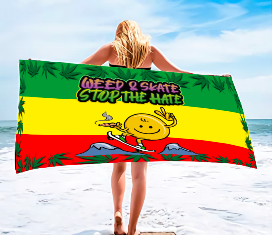 Weed & Skate Beach Towel Size  64 x 30 Inches