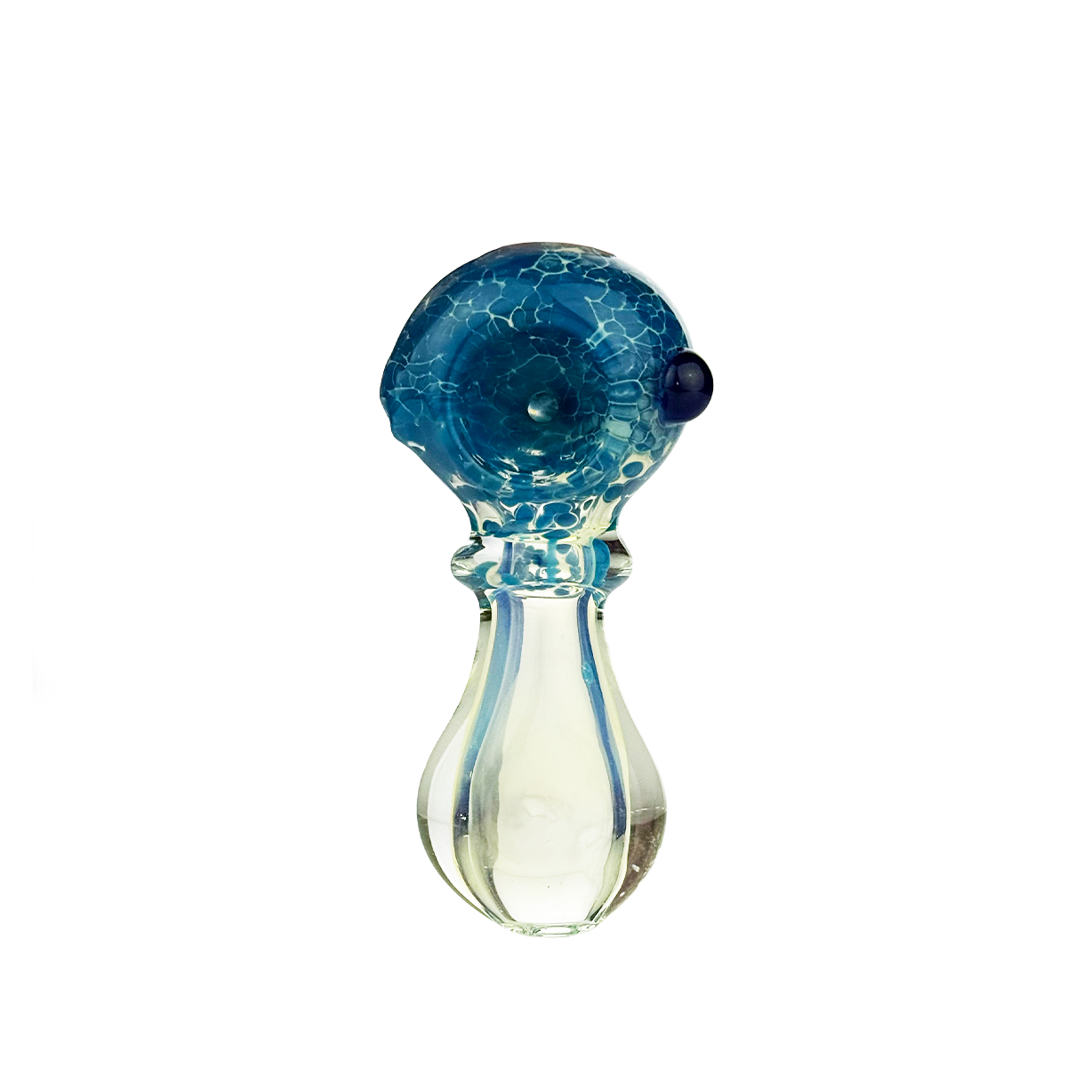 2.5" Silver Fume Double Glass Hand Pipe Spoon