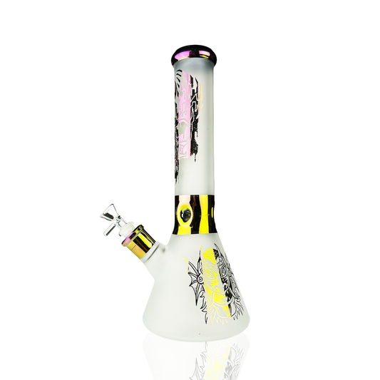 14-Inch Electroplated Glass Beaker Bong with 14mm Male Bowl