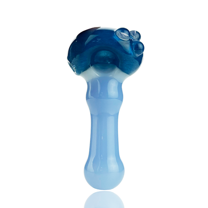 4.5" Color Tube Glass Hand Pipe Spoon with Frit Glass Head