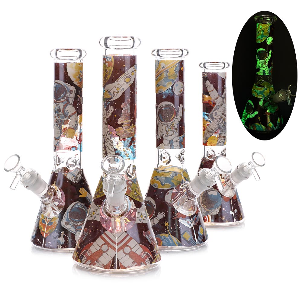 10" Astro Beaker Glow in The Dark with 14mm Male Bowl
