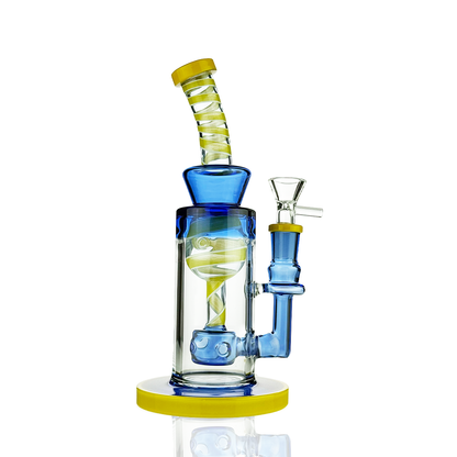 9" American Rod Color Glass Water Pipe | Shower Perc | 14mm Male Bowl