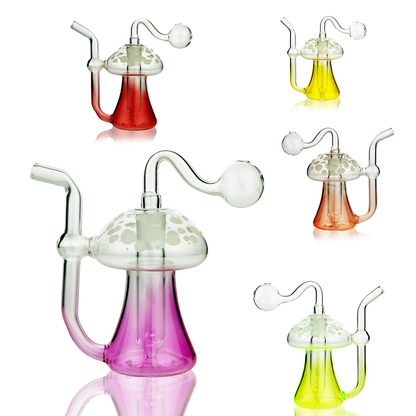 6" Mushroom Oil Burner Glow In The Dark with 14mm Oil Male Bowl