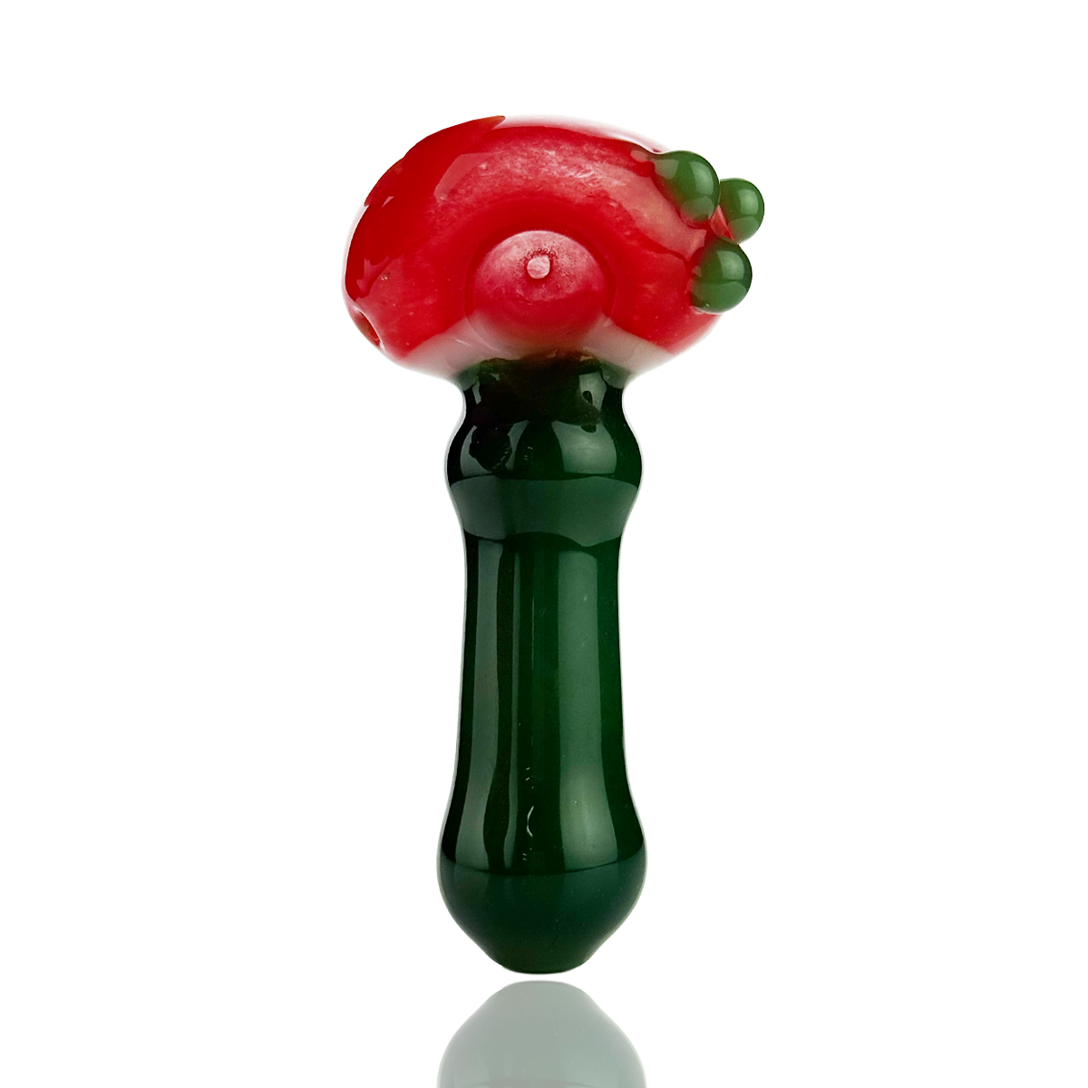 4.5" Color Tube Glass Hand Pipe Spoon with Frit Glass Head