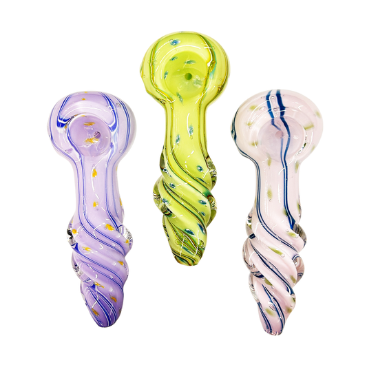 4.5" Slime Frit Hand Pipe with Twisted Glass