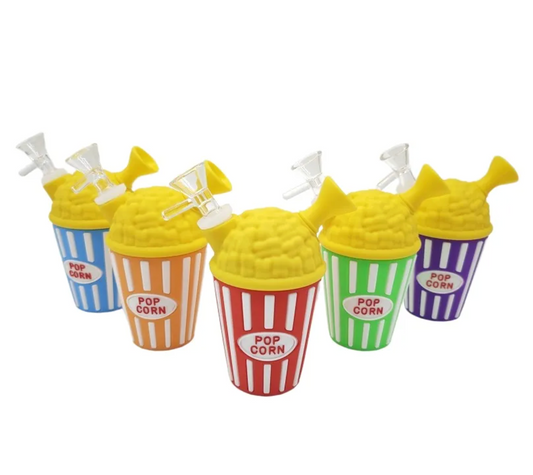 6-Inch Silicone Popcorn Water Pipe with 14mm Male Bowl