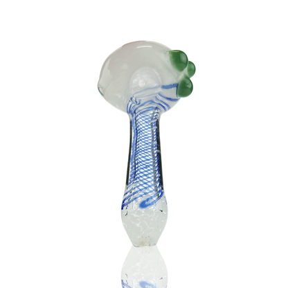 4.5" Hand Pipe Spoon Frit Color with Spiral Art