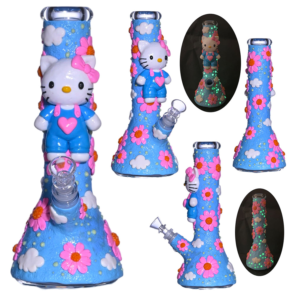 10" 3D Glow in The Dark Beaker with 14mm Male Bowl