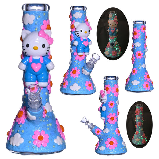 10" 3D Glow in The Dark Beaker with 14mm Male Bowl