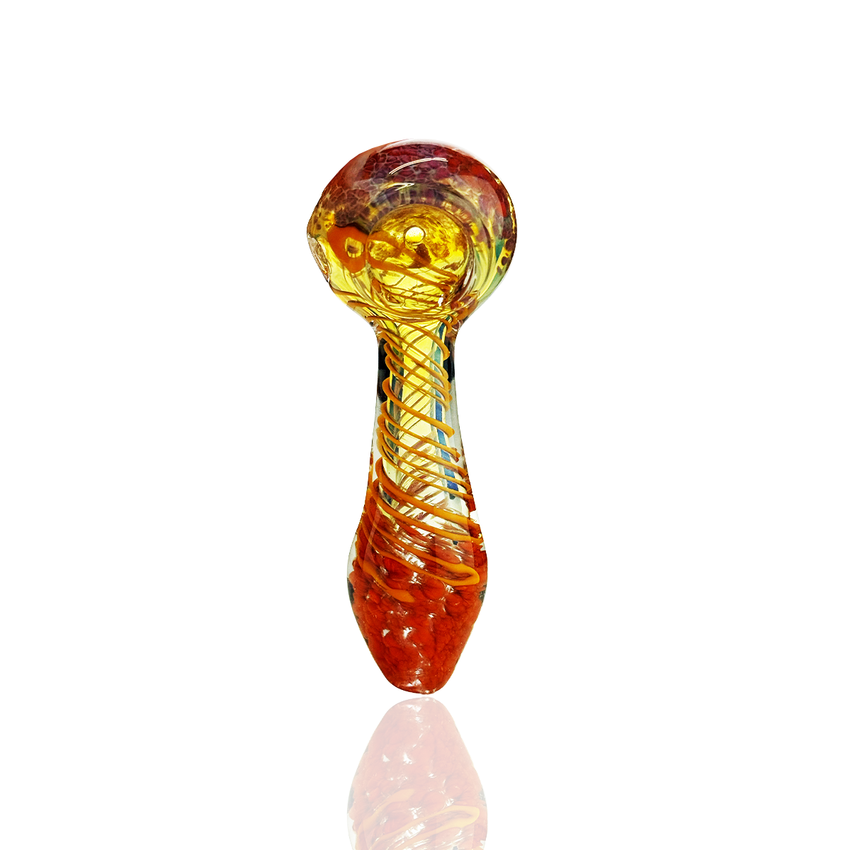 3.5" Hand Pipe Frit Spiral Fume Glass