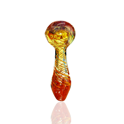 3.5" Hand Pipe Frit Spiral Fume Glass