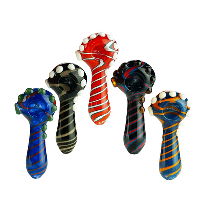 5" Hand Pipe Color Frit Glass Spiral Design