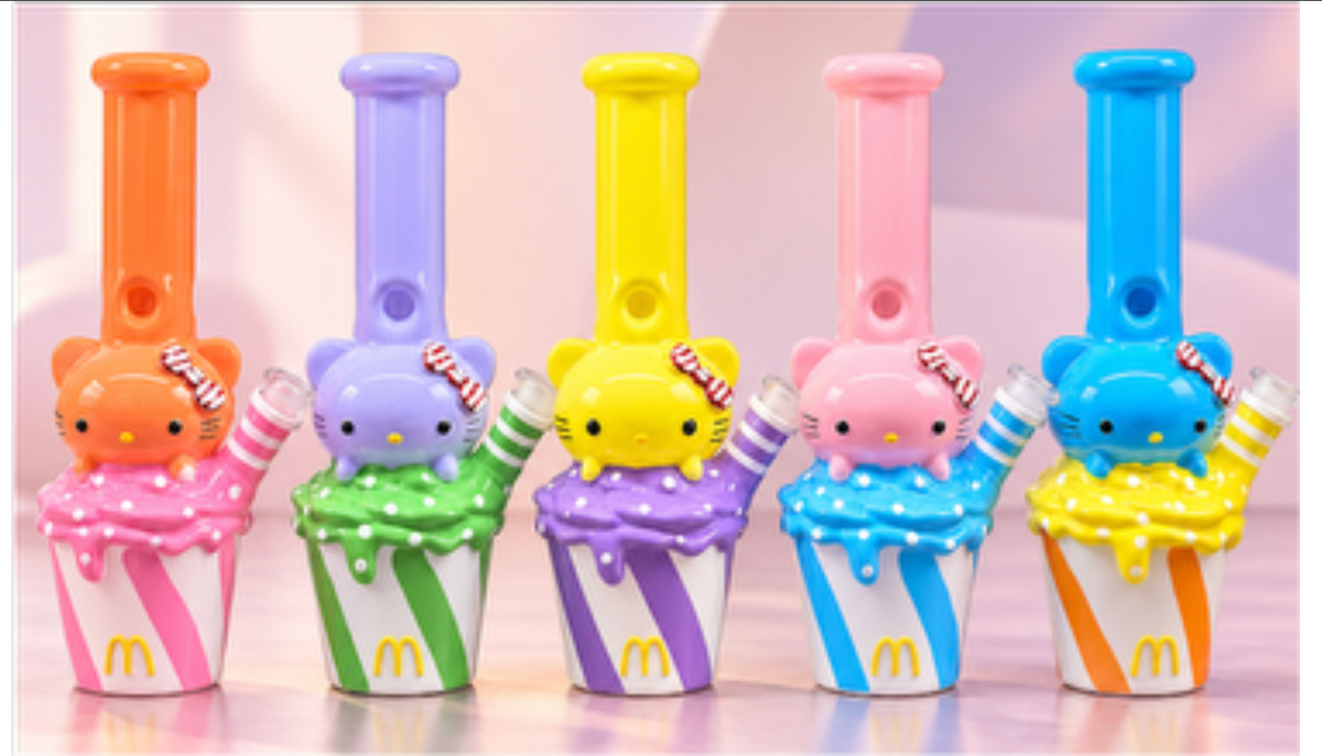 10" Cat Bong Water Pipe with 14mm Male Bowl