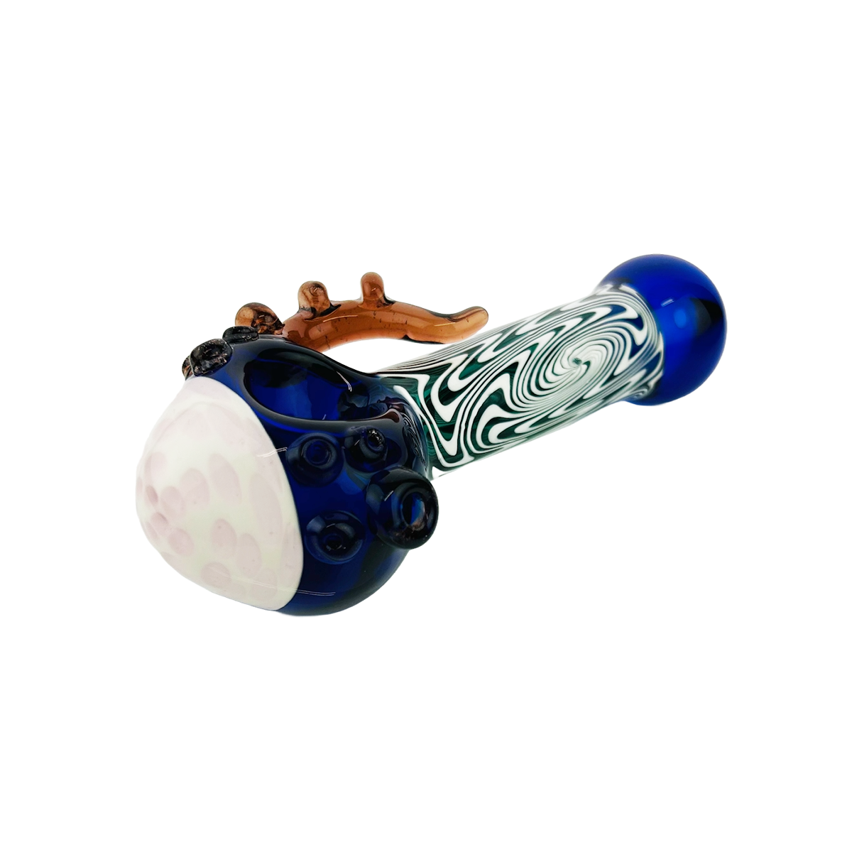 4.5" Color Tube Glass Hand Pipe with Wig Wag Art with Horn