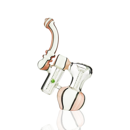 7" Double Chamber Bubbler with Pink White Stripe