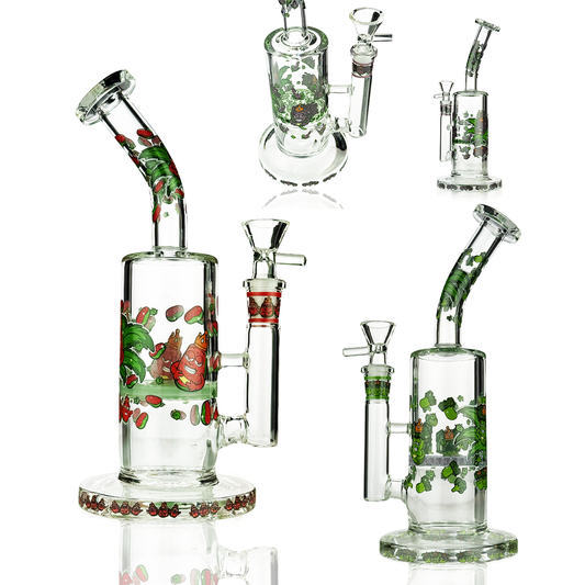 10" Honeycomb Shower Water Pipe with Sticker 14mm Male Bowl