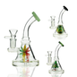 6" Water Pipe Leaf Print 14mm Male Bowl