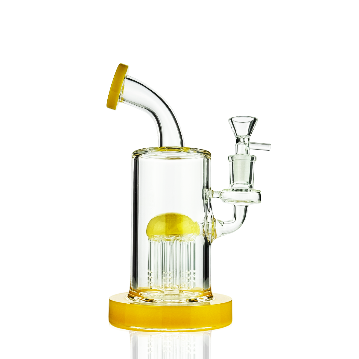 8" Tree Percolator Water Pipe | Rod Color Glass | 14mm Male Bowl