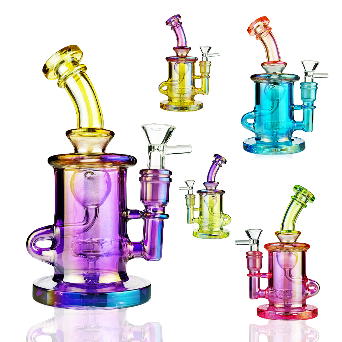 7" Recycler Electroplated Water Pipe with 14mm Male Bowl