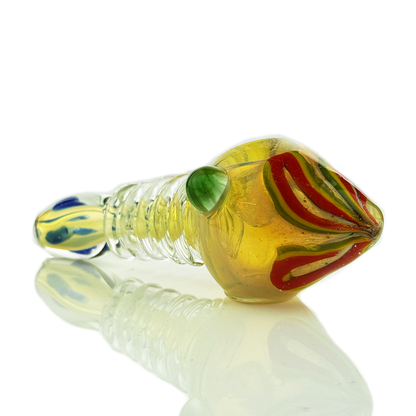 4.5" Sliver Fume Hand Pipe Spoon with Rasta Head Lines
