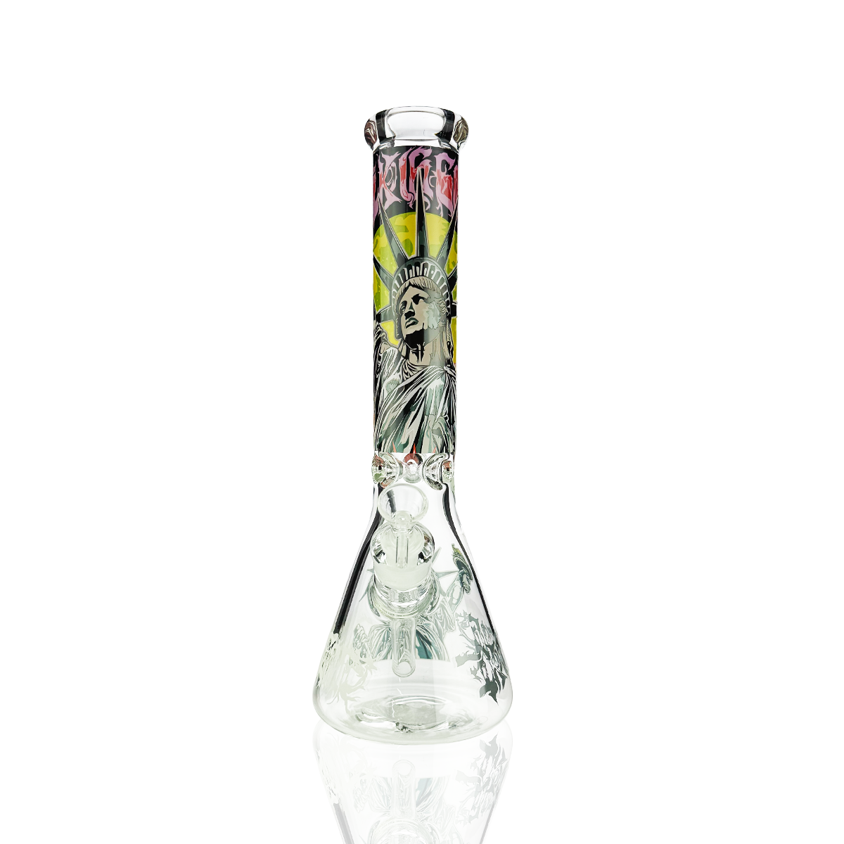 14" Beaker Liberty Glass with 14mm Male Bowl