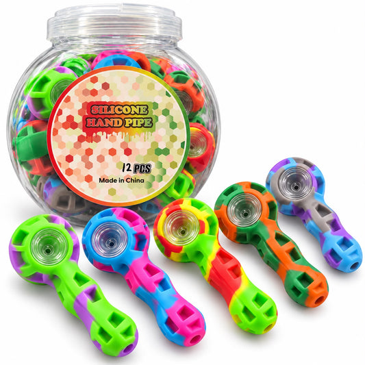 4.5" Silicone Hand Pipe 12pcs/Jar