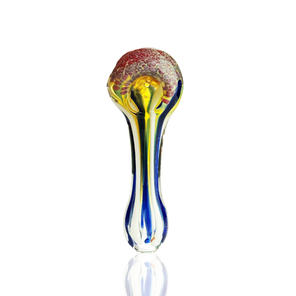 4" Hand Pipe spoon with Fume Glass Frit Head