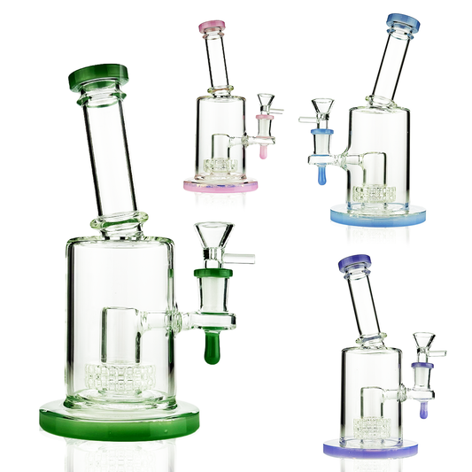 8" Round Shower Water Pipe | Tilt Neck | 14mm Male Bowl