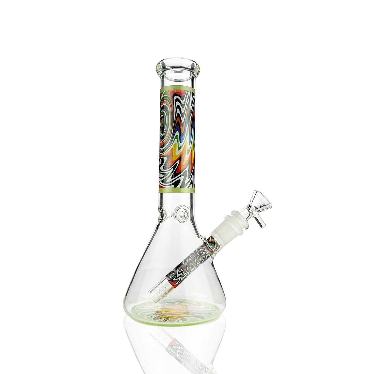 10" Wigwag Decal Beaker Bong with 14mm Male Bowl