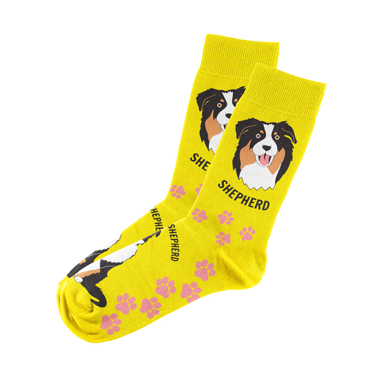 Australian Shepherd Socks Unisex Unique Fun Design   Fits All, 70% Cotton, 25% Spandex, 5% Elastic