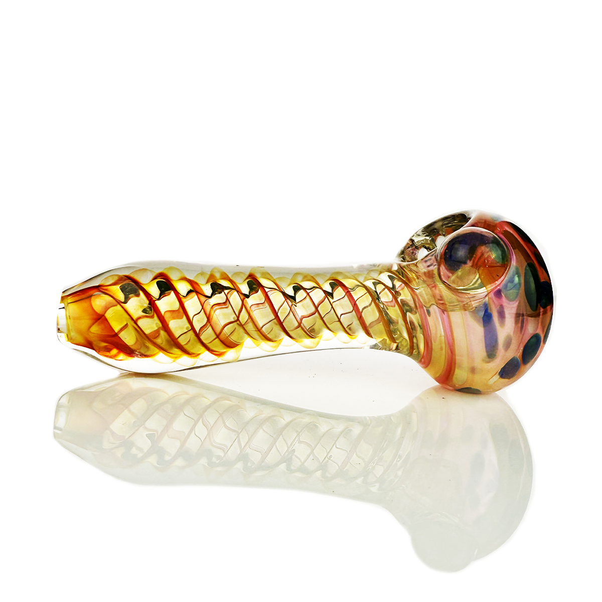 4.5" Hand Pipe Gold Fume with Spiral Art