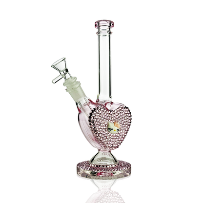 10" Pink Blink Heart Water Pipe Bong with 14mm Male Bowl