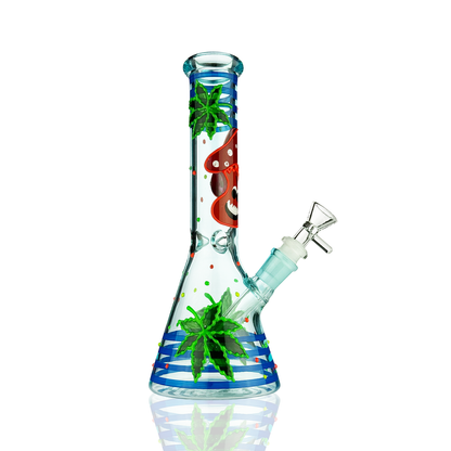 10" 3D Beaker Glow in Dark Water Pipe with 14mm Male Bowl