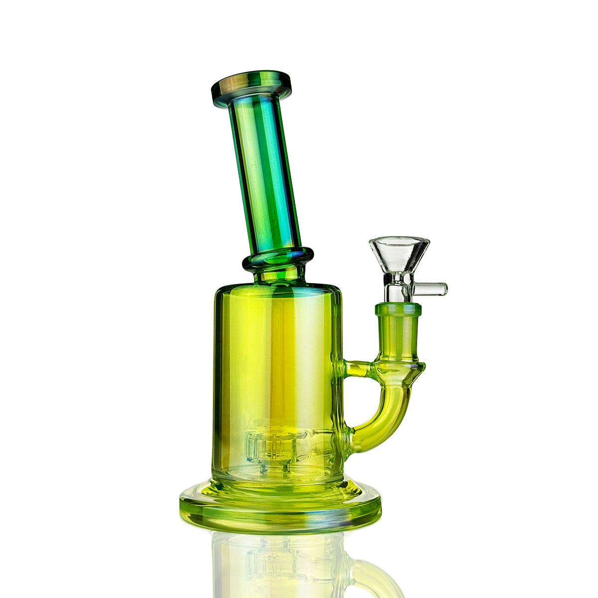 7" Electroplated Double Colored Glass Water Pipe Bong with Shower and 14mm Male Bowl