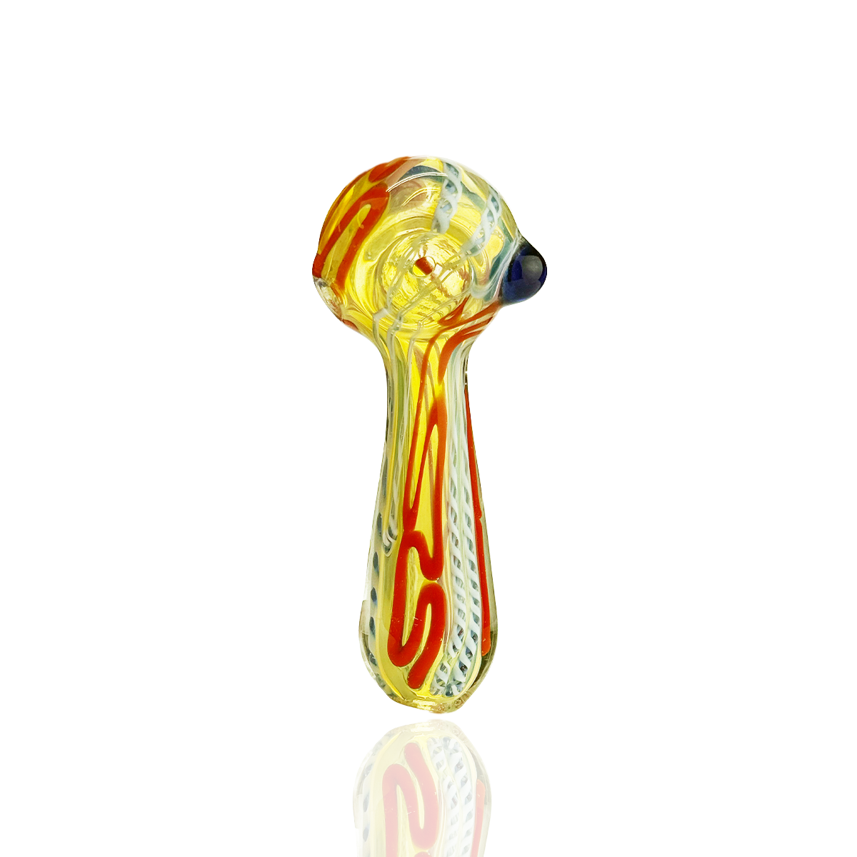 4" Hand Pipe Spoon with Fume Glass with Twisting Design