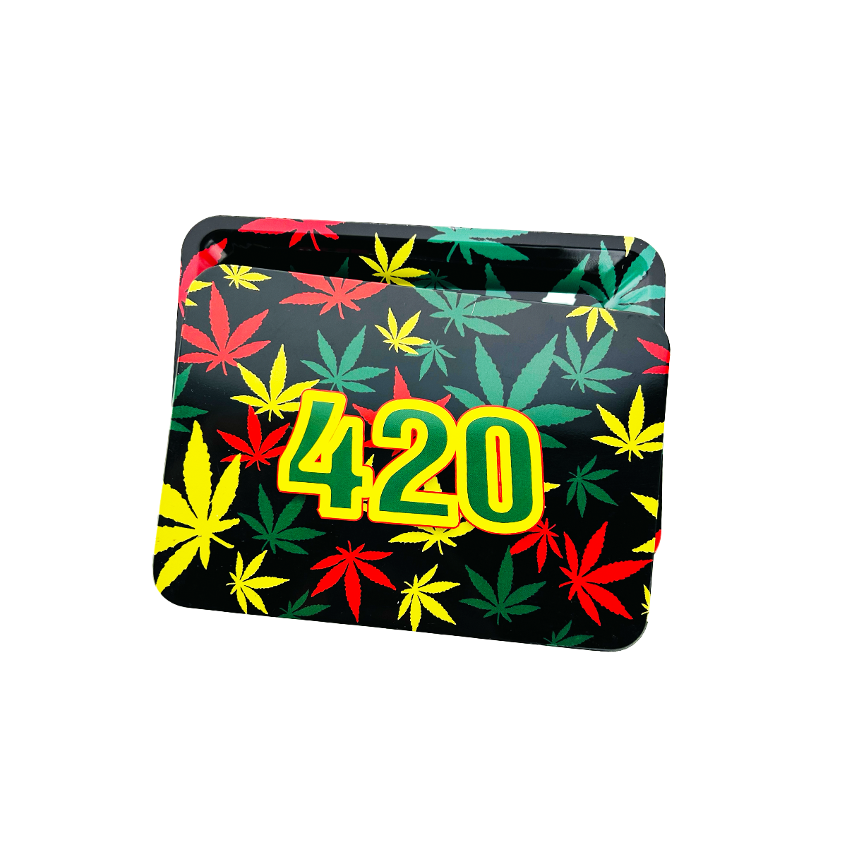 Multi-Color Weed Leaf Magnetic Lid Rolling Tray Small - Size 7in x 5in
