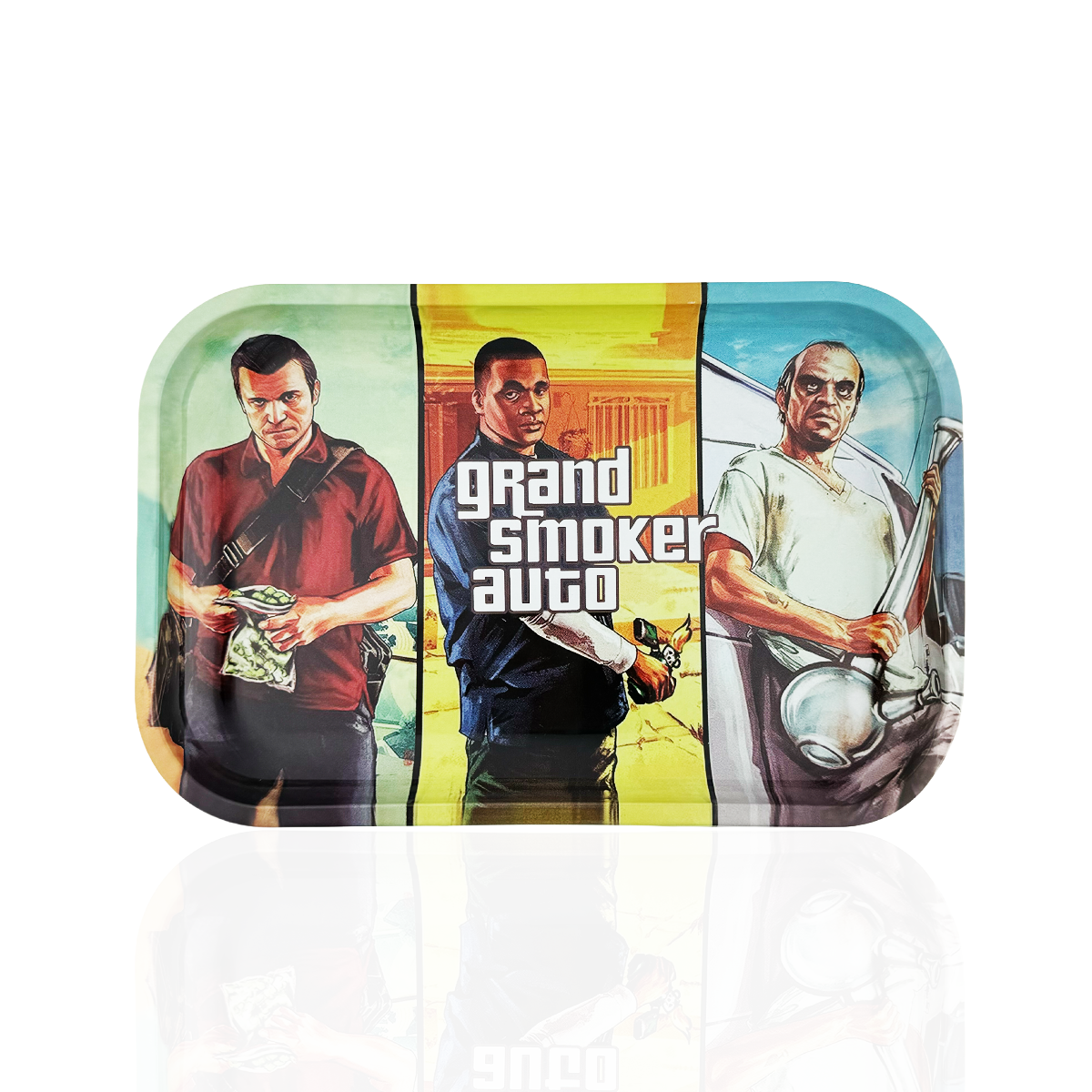 Medium Metal Rolling Tray – Grand Smoker Auto Design | 7.5" x 11"