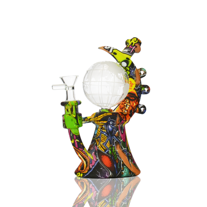 8" Silicone Glass Globe Water Pipe with 14mm Male bowl