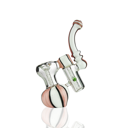 7 inch double chamber bubbler pink white stripe