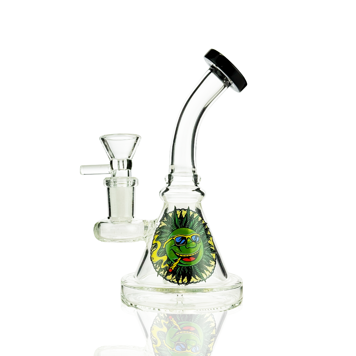 6" Water Pipe Leaf Print 14mm Male Bowl