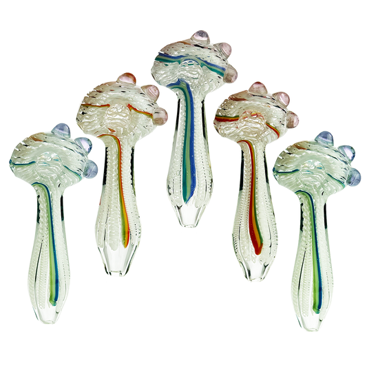 4.5" Hand Pipe Spoon with White Twisting Art