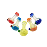 2.5" Hand Pipe Silver Fume Glass With Frit Glass Head