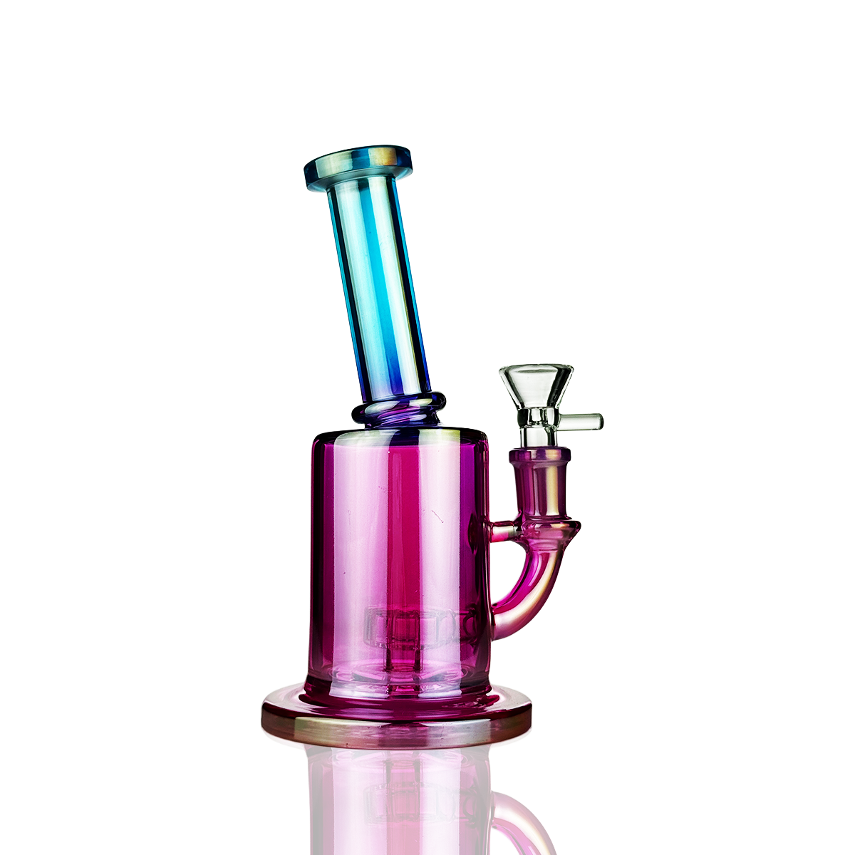 7" Electroplated Double Colored Glass Water Pipe Bong with Shower and 14mm Male Bowl