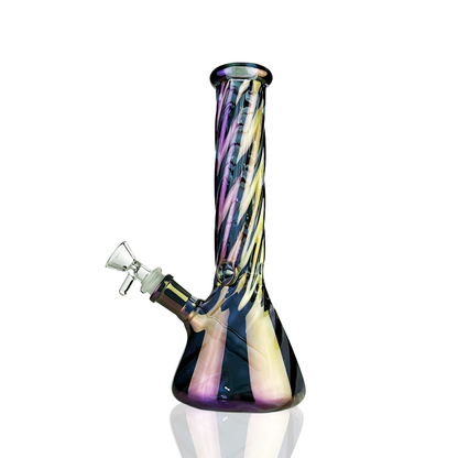 10" Twisted Mouth Beaker with Electroplated with 14mm Male Bowl
