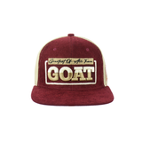 GOAT Embroidered Snapback Hat Corduroy and Mesh Back