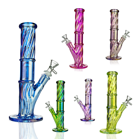 10" Straight Shooter Electro Plated Water Pipe and 14mm Male Bowl