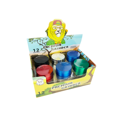 50mm Plain Color Grinder, 4 Parts, 12pcs Display