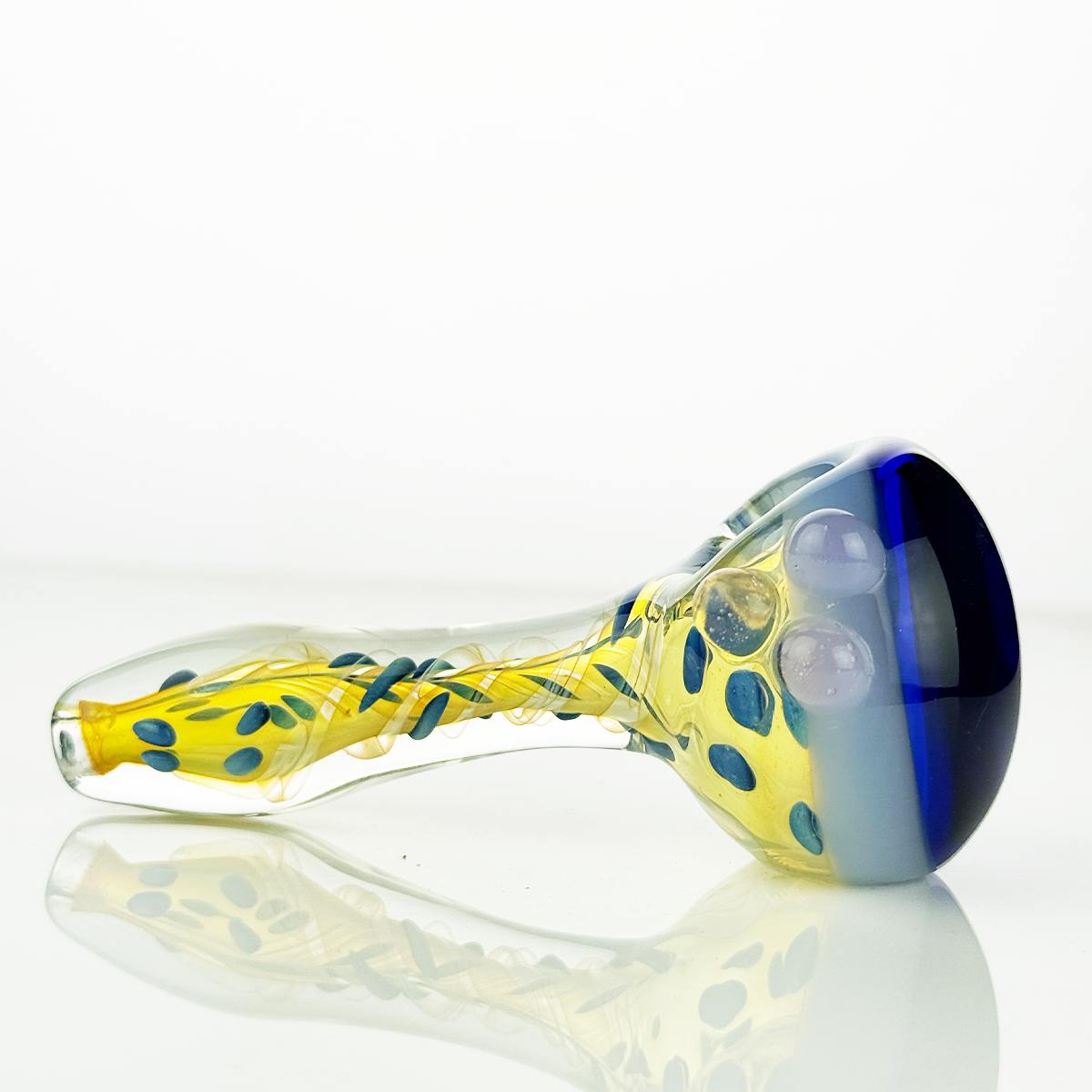 4.5" Hand Pipe Silver Fume Glass Swirling Art