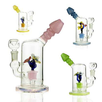 7" Flower Shower Water Pipe Slime Glass with 14mm Male Bowl