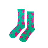 Pink Cannabis Leaf Socks Fits All, 70% Cotton, 25% Spandex, 5% Elastic